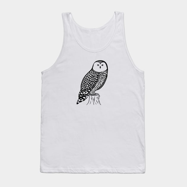 Snowy Owl Ink Art - light colors Tank Top by Green Paladin